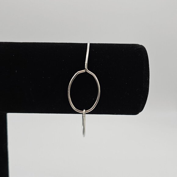 Womens Sterling Silver Oval Loop Adjustable Bangle Bracelet Minimalist Simple - Picture 6 of 13